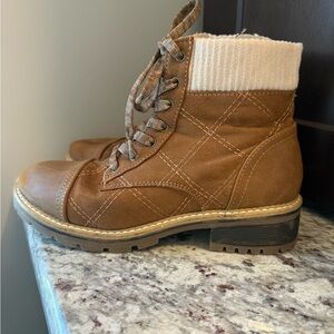 Girls Brown Lace-Up Ankle Boots